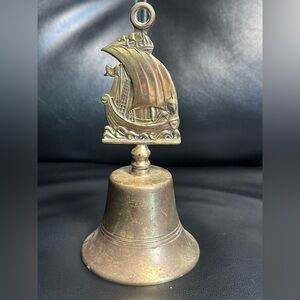 Vintage Brass Hand Bell: The Revenge Ship, c.1930s